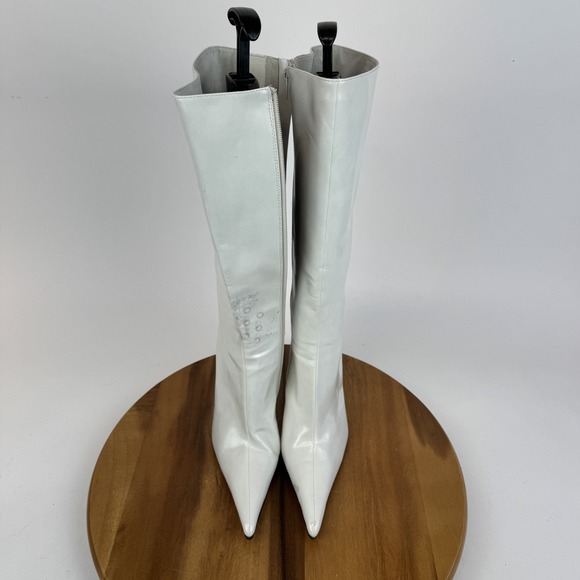 Womens Jeffrey Campbell Proposal White Leather Pointed Toe Heeled Boots Size 7.5 - Picture 5 of 9